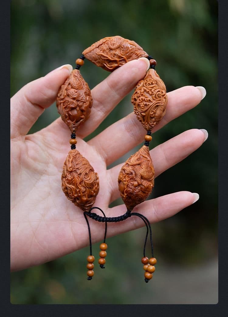 Exquisite Olive Pit Carving Long Strand