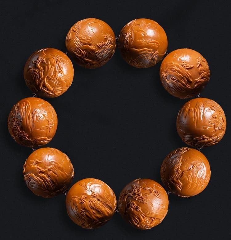 Perfect Round Magnificent Landscape Perfect Round Aged Oil Pit Bracelet