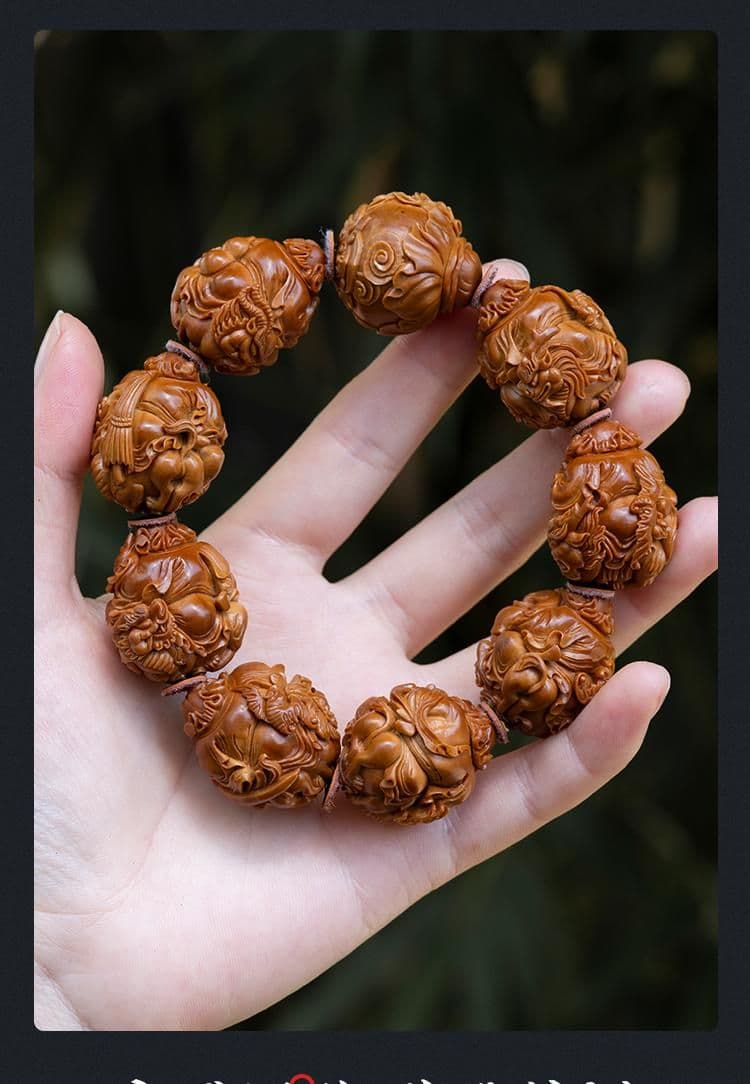 Deep Carving Zhong Kui Riding Beast Deep Carving Aged Oil Pit Bracelet