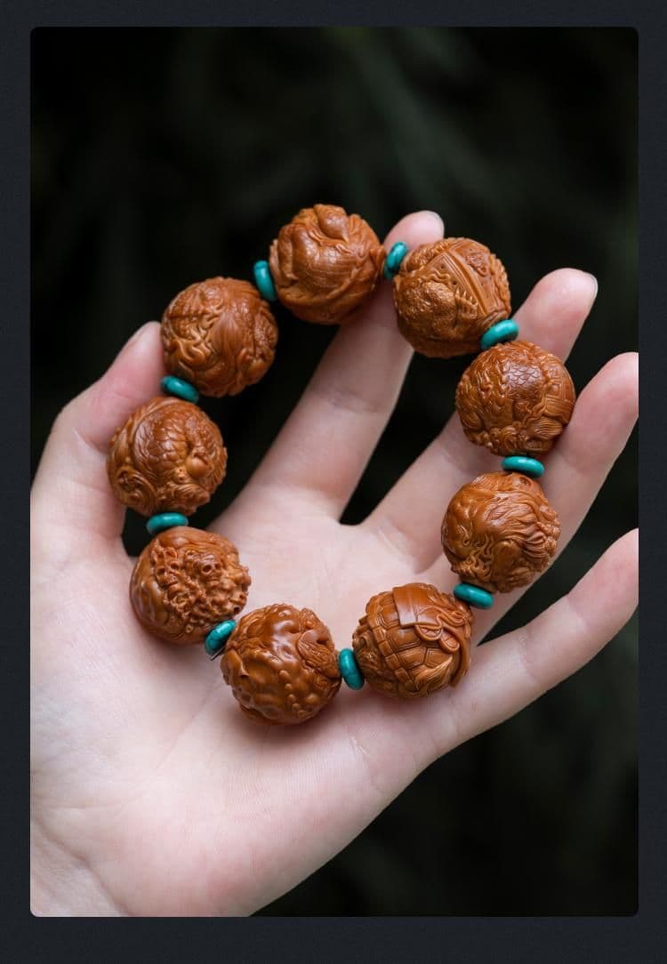 Premium Olive Pit Carving Bracelet