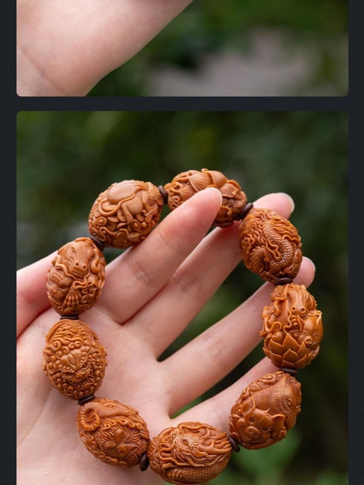 Exquisite Olive Pit Carving Bracelet