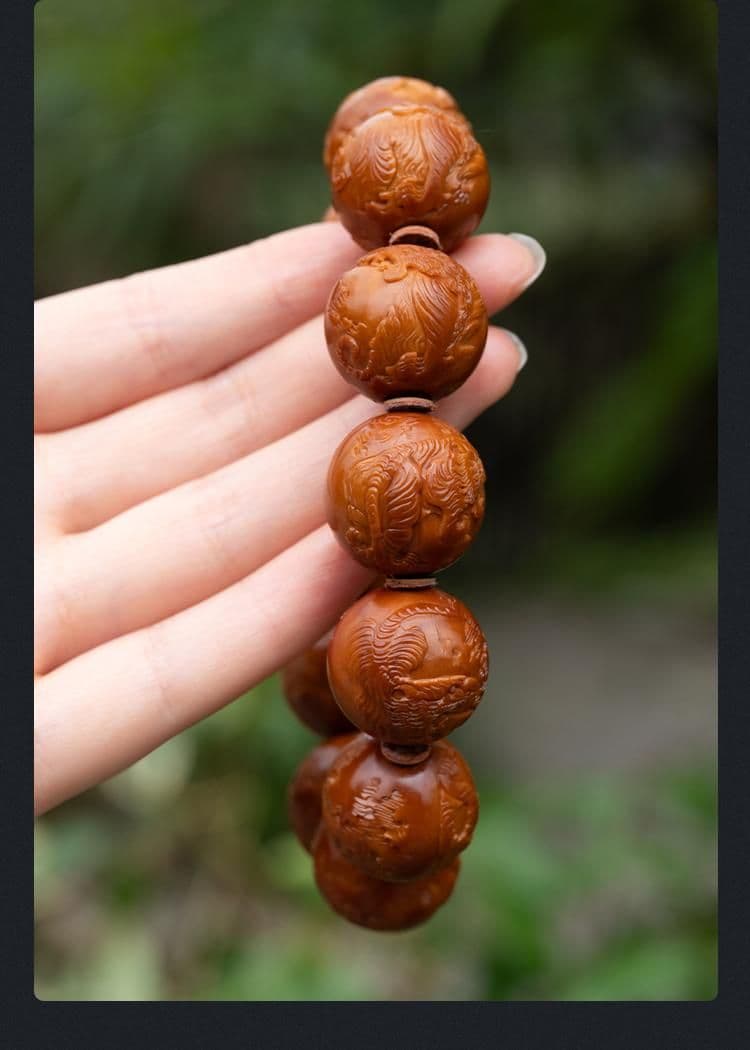 Premium Olive Pit Carving Bracelet