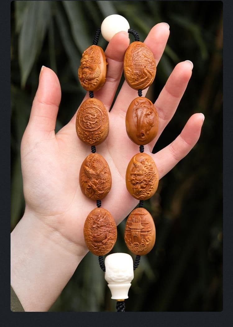 Exquisite Olive Pit Carving Long Strand