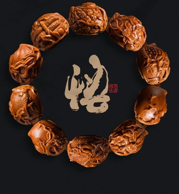 Exquisite Olive Pit Carving Bracelet