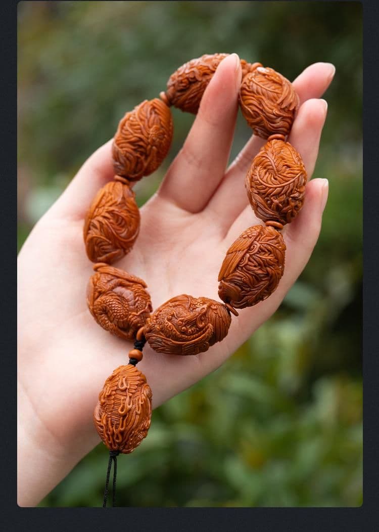 Exquisite Olive Pit Carving Bracelet